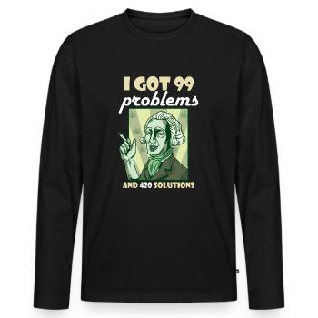 J’ai eu 99 problèmes et 420 solutions Cannabis Weed - T-shirt manches longues Premium bio Homme - noir - Devant - Nico (187cm)
