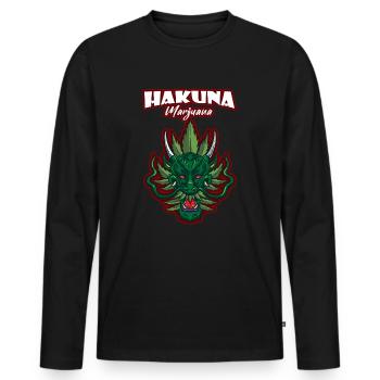 Hakuna Marijuana Funny Weed Smoking Pothead THC - Men's Premium Organic Long Sleeve Shirt - black - Front - Nico (187cm)
