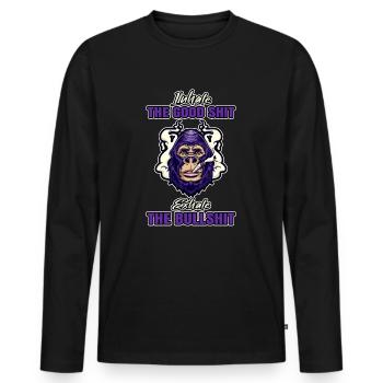 Inhaler la bonne merde expirer la connerie 420 Weed - T-shirt manches longues Premium bio Homme - noir - Devant - Nico (187cm)