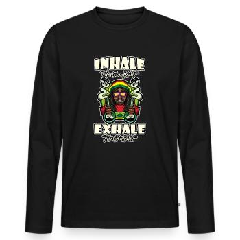 Inhale The Good Shit Exhale The Bullshit 420 Weed - Männer Premium Bio Langarmshirt - Schwarz - Vorne - Nico (187cm)