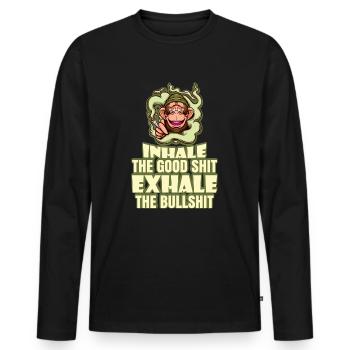 Inhale The Good Shit Exhale The Bullshit 420 Weed - Männer Premium Bio Langarmshirt - Schwarz - Vorne - Nico (187cm)