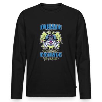 Inhaler la bonne merde expirer la connerie 420 Weed - T-shirt manches longues Premium bio Homme - noir - Devant - Nico (187cm)