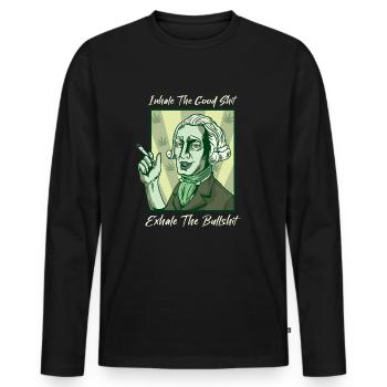 Inhaler la bonne merde expirer la connerie 420 Weed - T-shirt manches longues Premium bio Homme - noir - Devant - Nico (187cm)