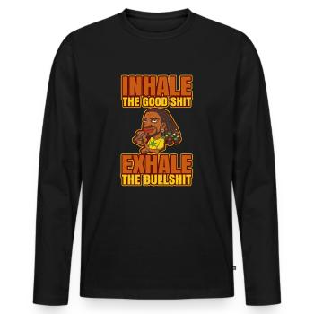 Inhale The Good Shit Exhale The Bullshit 420 Weed - Männer Premium Bio Langarmshirt - Schwarz - Vorne - Nico (187cm)