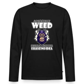 Une journée sans herbe, c’est comme fumer de l’herbe au cannabis - T-shirt manches longues Premium bio Homme - noir - Devant - Nico (187cm)
