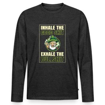 Inhale The Good Shit Exhale The Bullshit 420 Weed - Männer Premium Bio Langarmshirt - Anthrazit meliert - Vorne - Nico (187cm)