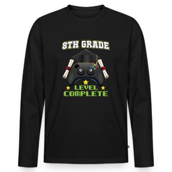 8th Grade Level Complete Middle School Graduation - Men's Premium Organic Long Sleeve Shirt - black - Front - Nico (187cm)