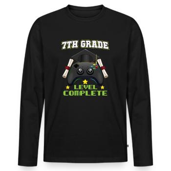 7th Grade Level Complete Middle School Graduation - Men's Premium Organic Long Sleeve Shirt - black - Front - Nico (187cm)