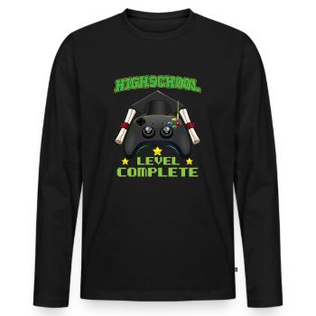Highschool Level Complete Gaming Graduation - Men's Premium Organic Long Sleeve Shirt - black - Front - Nico (187cm)