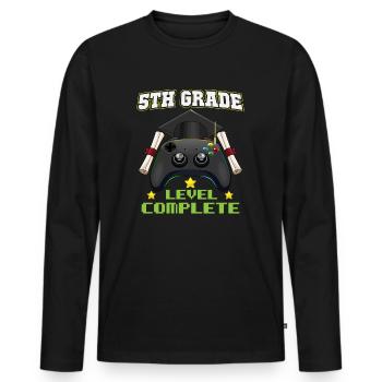 5th Grade Level Complete Middle School Graduation - Men's Premium Organic Long Sleeve Shirt - black - Front - Nico (187cm)
