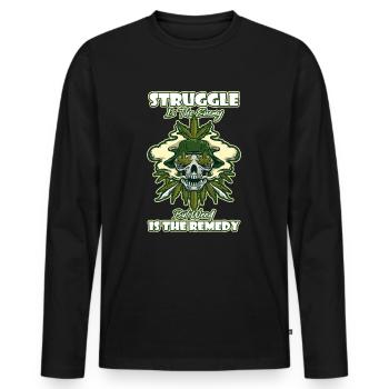 La lutte est l’ennemi, mais l’herbe est le remède - T-shirt manches longues Premium bio Homme - noir - Devant - Nico (187cm)