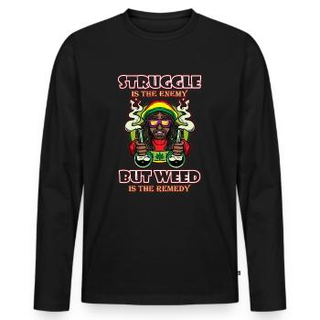 Struggle Is The Enemy But Weed Is The Remedy - Men's Premium Organic Long Sleeve Shirt - black - Front - Nico (187cm)