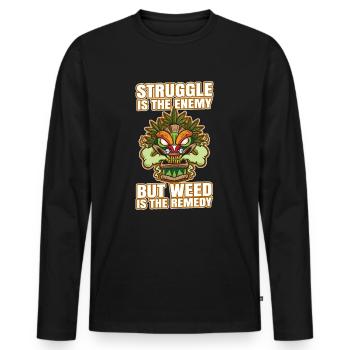 La lutte est l’ennemi, mais l’herbe est le remède - T-shirt manches longues Premium bio Homme - noir - Devant - Nico (187cm)