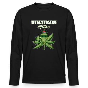 Healthcare Matters Cannabis Lover THC Medical Weed - Men's Premium Organic Long Sleeve Shirt - black - Front - Nico (187cm)