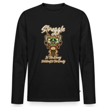 Struggle Is The Enemy But Weed Is The Remedy - Männer Premium Bio Langarmshirt - Schwarz - Vorne - Nico (187cm)