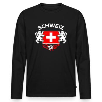Swiss coat of arms - Men's Premium Organic Long Sleeve Shirt - black - Front - Nico (187cm)