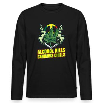 L’alcool tue les frissons du cannabis Fumer de l’herbe Pothead - T-shirt manches longues Premium bio Homme - noir - Devant - Nico (187cm)