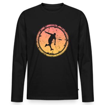Lecteur de disc golf Disc Golf rétro Disc Golfer Motif - T-shirt manches longues Premium bio Homme - noir - Devant - Nico (187cm)