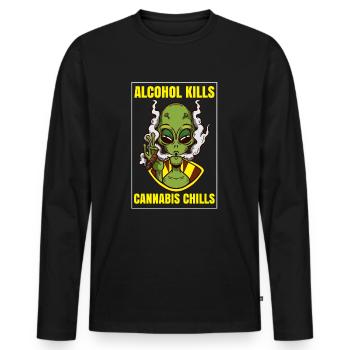 Alcohol Kills Cannabis Chills Weed Smoking Pothead - Männer Premium Bio Langarmshirt - Schwarz - Vorne - Nico (187cm)