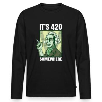 C’est 420 Somewhere Cannabis Weed Smoking THC Ganja - T-shirt manches longues Premium bio Homme - noir - Devant - Nico (187cm)