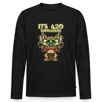 C’est 420 Somewhere Cannabis Weed Smoking THC Ganja - T-shirt manches longues Premium bio Homme - noir - Devant - Nico (187cm)