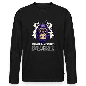 C’est 420 Somewhere Cannabis Weed Smoking THC Ganja - T-shirt manches longues Premium bio Homme - noir - Devant - Nico (187cm)
