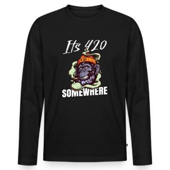 C’est 420 Somewhere Cannabis Weed Smoking THC Ganja - T-shirt manches longues Premium bio Homme - noir - Devant - Nico (187cm)