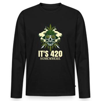 C’est 420 Somewhere Cannabis Weed Smoking THC Ganja - T-shirt manches longues Premium bio Homme - noir - Devant - Nico (187cm)