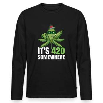 C’est 420 Somewhere Cannabis Weed Smoking THC Ganja - T-shirt manches longues Premium bio Homme - noir - Devant - Nico (187cm)