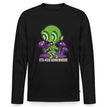 C’est 420 Somewhere Cannabis Weed Smoking THC Ganja - T-shirt manches longues Premium bio Homme - noir - Devant - Nico (187cm)