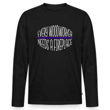 woodworking chainsaw carpenter tshirts - Männer Premium Bio Langarmshirt - Schwarz - Vorne - Nico (187cm)