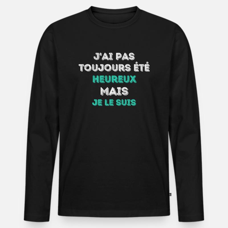 Happy, I am - Sonderausgabe - Männer Premium Bio Langarmshirt - Schwarz