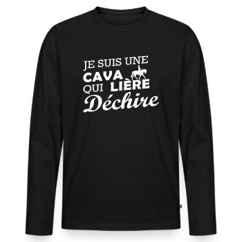 je suis une Cavalière qui déchire - T-shirt manches longues Premium bio Homme - noir - Devant - Nico (187cm)