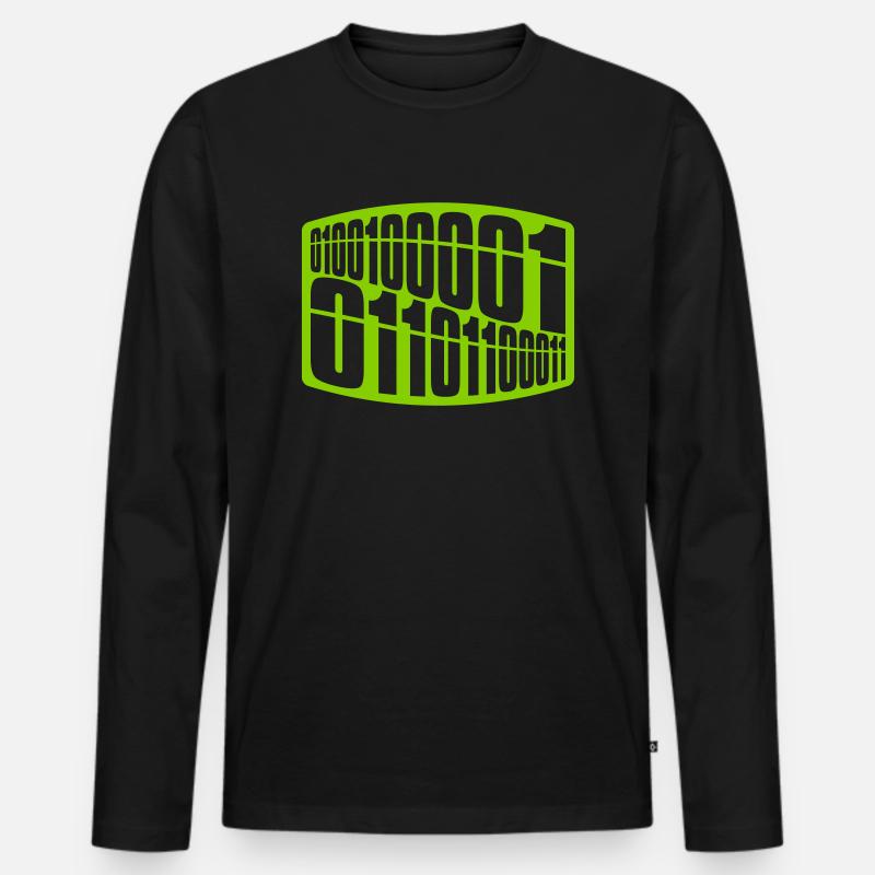 Binär Code Programm Sprache - Männer Premium Bio Langarmshirt - Schwarz