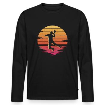 Handball Fille Handball Joueur Handball Joueur de handball - T-shirt manches longues Premium bio Homme - noir - Devant - Nico (187cm)
