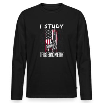 I Study Triggernometry Gunner Weapon Gun Lover - Männer Premium Bio Langarmshirt - Schwarz - Vorne - Nico (187cm)