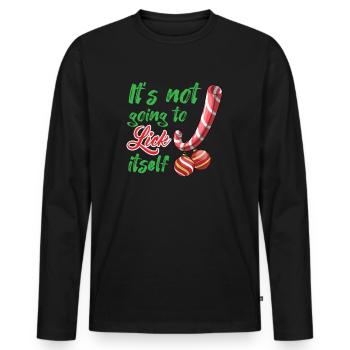 Ironic Candy Cane Lover Pervers Cadeau de Noël - T-shirt manches longues Premium bio Homme - noir - Devant - Nico (187cm)