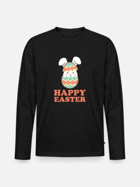 Happy Easter Painting Easter Eggs - Men's Premium Organic Long Sleeve Shirt - black