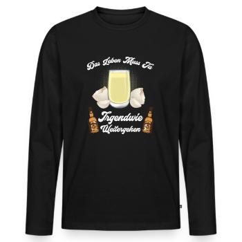 Das Leben Muss Ja Irgendwie Weitergehen - Männer Premium Bio Langarmshirt - Schwarz - Vorne - Nico (187cm)