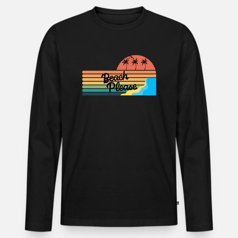 Beach Please - Männer Premium Bio Langarmshirt - Schwarz
