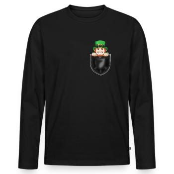 Funny Saint Paddy's Shenanigans Gift IDea - Men's Premium Organic Long Sleeve Shirt - black - Front - Nico (187cm)