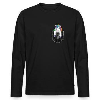 Conte de fées Créature mythique Licorne Fan Idée cadeau - T-shirt manches longues Premium bio Homme - noir - Devant - Nico (187cm)
