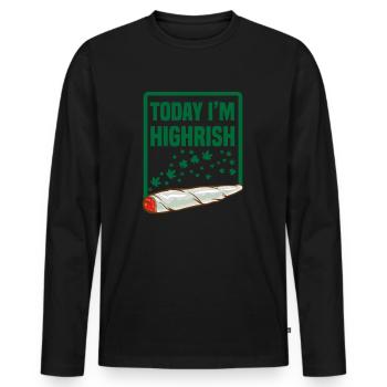 weed lover cannabis smoking st. paddy's day gift - Men's Premium Organic Long Sleeve Shirt - black - Front - Nico (187cm)