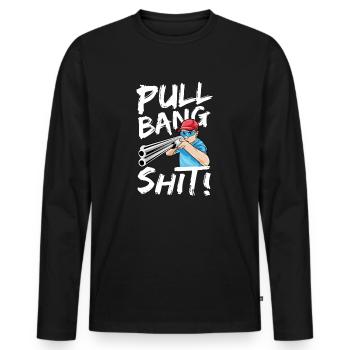 shooting sports clay skeet shooter gift idea - Men's Premium Organic Long Sleeve Shirt - black - Front - Nico (187cm)