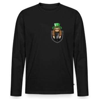 Drôle de paresseux Cadeau de fête de la Saint-Patrick - T-shirt manches longues Premium bio Homme - noir - Devant - Nico (187cm)
