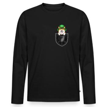 Funny Dogs St. Patrick’s Day Party Cadeau - T-shirt manches longues Premium bio Homme - noir - Devant - Nico (187cm)