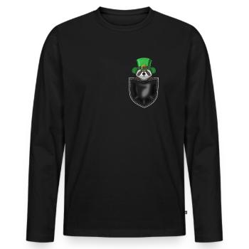 Lustiges Waschbären St. Patricks Party Geschenk - Männer Premium Bio Langarmshirt - Schwarz - Vorne - Nico (187cm)