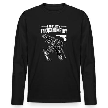 Triggernometrie Waffen Nerd Pistolen - Männer Premium Bio Langarmshirt - Schwarz - Vorne - Nico (187cm)