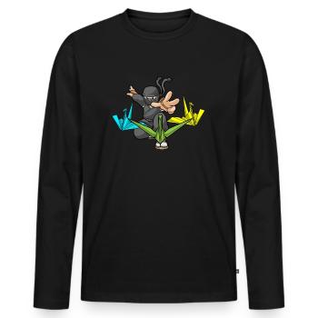 Origami Japan Papier Falten Polygon Ninja - Männer Premium Bio Langarmshirt - Schwarz - Vorne - Nico (187cm)