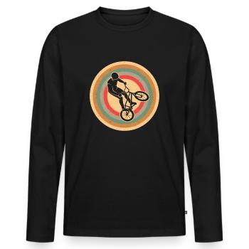 BMX Rider Bike Vintage Boys Bike BMX - T-shirt manches longues Premium bio Homme - noir - Devant - Nico (187cm)